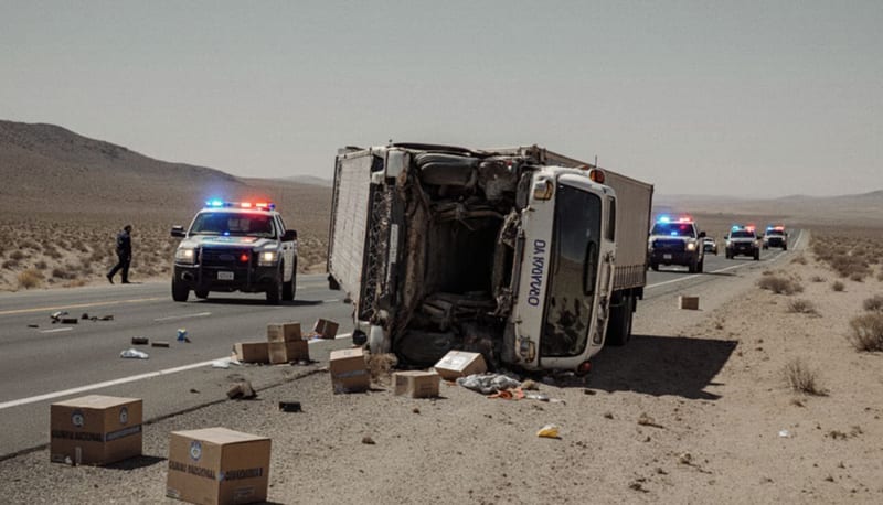 Tráiler con queso crema vuelca en la carretera Chihuahua-Delicias; se reportan saqueos