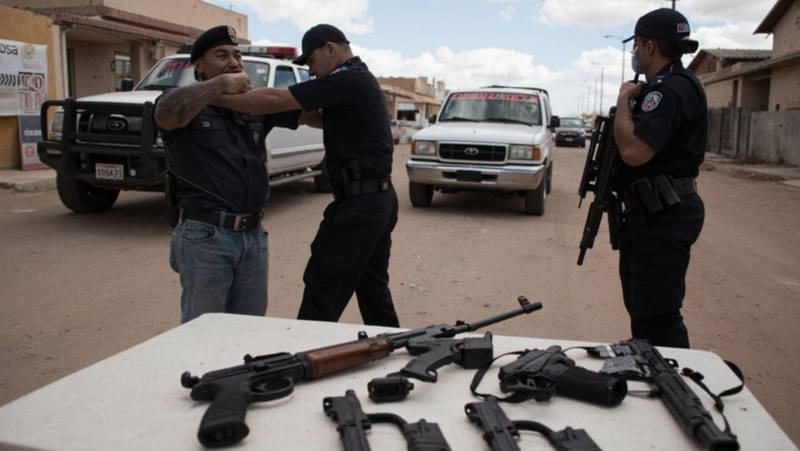 Tres individuos detenidos en Santo Niño con arsenal de armas de fuego
