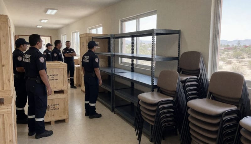 Personal de Cruz Ámbar junto al equipamiento donado dentro de las instalaciones