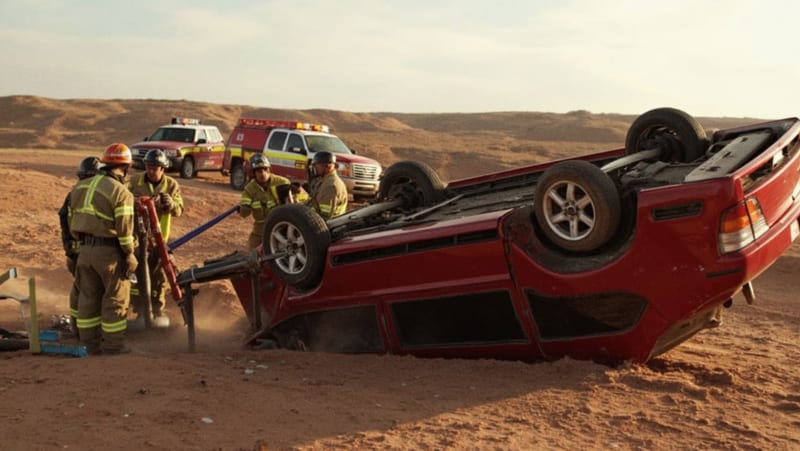 Vehículo se voltea espectacularmente en avenida Silvestre Terrazas tras chocar contra cerro