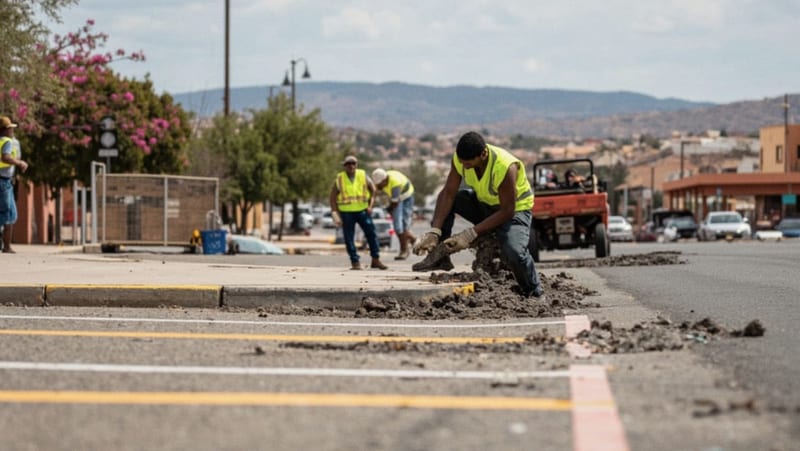 Vialidad realiza trabajos de mantenimiento en plaza Juárez de Camargo