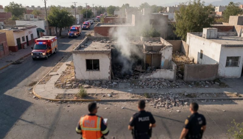 Vivienda incendiada con humo denso y unidades de emergencia en la colonia Santo Niño